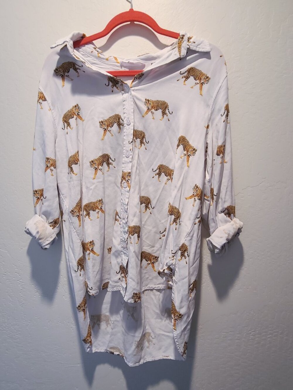 Orange Tiger Button-up Shirt 1X